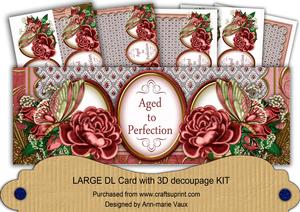 Red Rose Butterfly Aged to Perfection Large Dl Card Kit