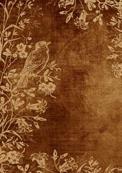 Vintage Tea Bird Edge Light A4 Backing Paper