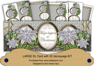 Silver Poinsettia Magic at Christmas Large Dl Card Kit