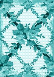 Teal Grunge Rose Check A4 Backing Paper