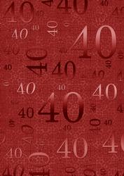 Dark Red Metallic 40 Birthday A4 Backing Paper