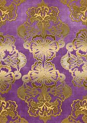 Lilac Gold Metallic Damask A4 Backing Paper