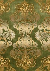 Olive Gold Metallic Damask A4 Backing Paper