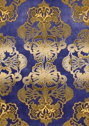 Blue Gold Metallic Damask A4 Backing Paper