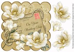 Cream Magnolias Wedding Day 8in Decoupage Sheet