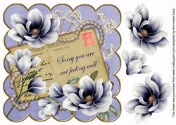 Dark Blue Magnolias Sorry Not Well 8in Decoupage Sheet