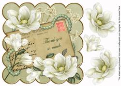 Olive Magnolia Thank You 8in Decoupage Sheet