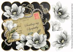 Silver Magnolia Sending Sympathy 8in Decoupage Sheet