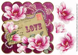 Cerise Magnolia Love 8in Decoupage Topper