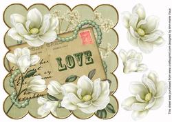 Olive Magnolia Love 8in Decoupage Topper