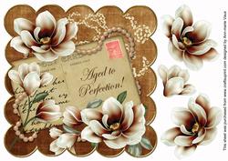 Chocolate Magnolia Aged to Perfection 8in Decoupage Topper