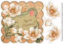 Peach Magnolia Aged to Perfection 8in Decoupage Topper