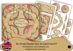 Cream Sweet Pea Wedding Day 3D Rosette 8in Card Front Kit