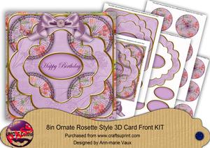 Lilac Sweetpea Happy Birthday 3D Rosette 8in Card Front Kit