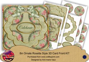 Olive Sweetpea Celebrate 3D Rosette 8in Card Front Kit