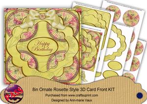 Lemon Sweetp Happy Birthday Rosette 8in Card Front Kit