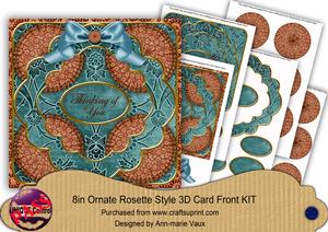 Duotone Teal Thinking of You 3D Rosette 8in Kit