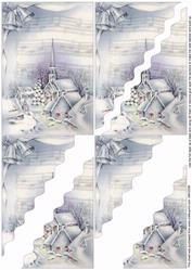 Christmas Blue Snow Church Wavy Corner Side Stacker