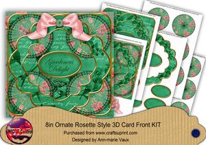Green Sweetpea Gardeners Delight 3D Rosette 8in Card Kit