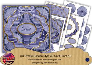 Blue Vintage Car Dad 3D Rosette 8in Card Kit