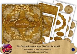 Gold Snowflake Let It Snow! 3D Rosette 8in Card Kit