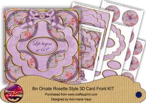 Lilac Sweetpea Life Begins at 60! 3D Rosette 8in Card Kit
