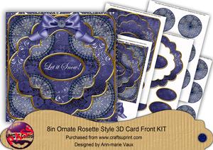 Dark Blue Snowflake Let It Snow! 3D Rosette 8in Card Kit