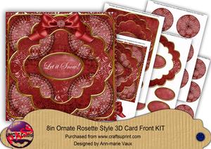 Dark Red Snowflake Let It Snow! 3D Rosette 8in Card Kit