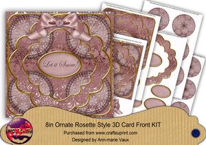 Dusky Pink Snowflake Let It Snow! 3D Rosette 8in Card Kit