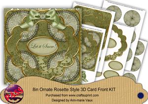 Olive Snowflake Let It Snow! 3D Rosette 8in Card Kit