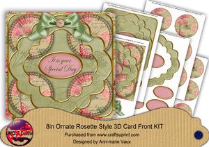 Olive Pink Sweetp Special Day 3D Rosette 8in Card Kit