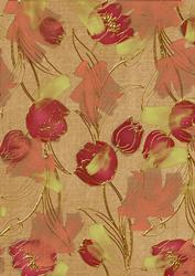 Vintage Tea Red Painted Tulips A4 Backing Paper