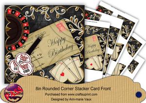 Black Roulette Happy Birthday 8in All 4 Rounded Corner Kit