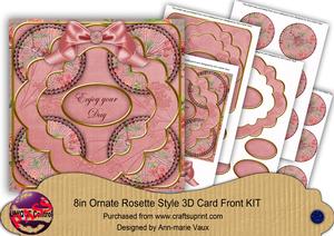 Pink Sweetpea Enjoy Your Day 3D Rosette 8in Card Front Kit