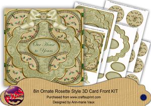 Cream Holly Our House to Yours 3D Rosette 8in Card Front Kit