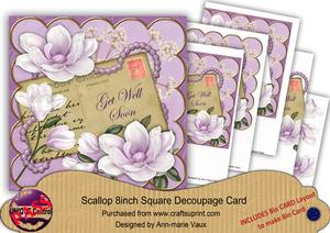 Lilac Magnolia Get Well Soon 8in Xtreme Decoupage Card Kit