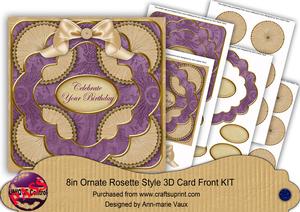 Cream Purple Mix Celebrate Birthday 3D Rosette 8in Kit