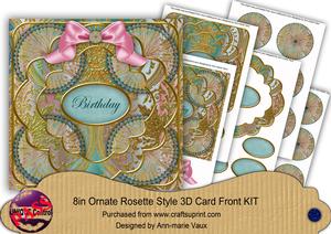 Multi Mix1 Birthday 3D Rosette 8in Card Front Kit
