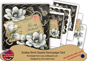 Black Magnolia Sil for My Husband 8in Xtreme Decoupage Kit
