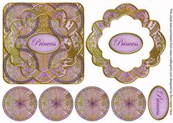 Lilac Multi Mix Princess 3D Rosette Decoupage Card Front