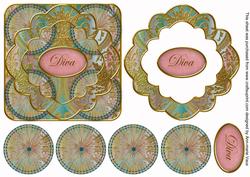 Multi Mix Diva 3D Rosette Decoupage Card Front
