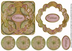 Dpink Multi Mix Celebrate 3D Rosette Decoupage Card Front