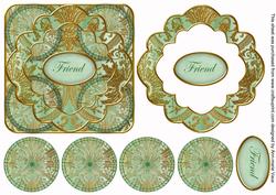 Mint Multi Mix Friend 3D Rosette Decoupage Card Front
