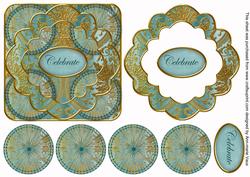 Dteal Multi Mix Celebrate 3D Rosette Decoupage Card Front