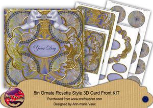 Blue Multi Mix Your Day 3D Rosette 8in Card Front Kit