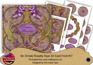 Purple Multi Precious Moment 3D Rosette 8in Card Front Kit