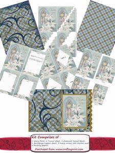 Christmas Blue Poinsettia Window Card Kit