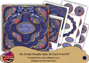 Dark Blue Sweetpea Life Begins at 40 3D Rosette 8in Kit