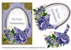 Dblue Rose Anniversary Oval 7x5in Floral Step by Step