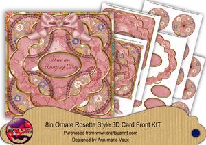 Pink Oriental Flower Amazing Day 8in Rosette Card Kit